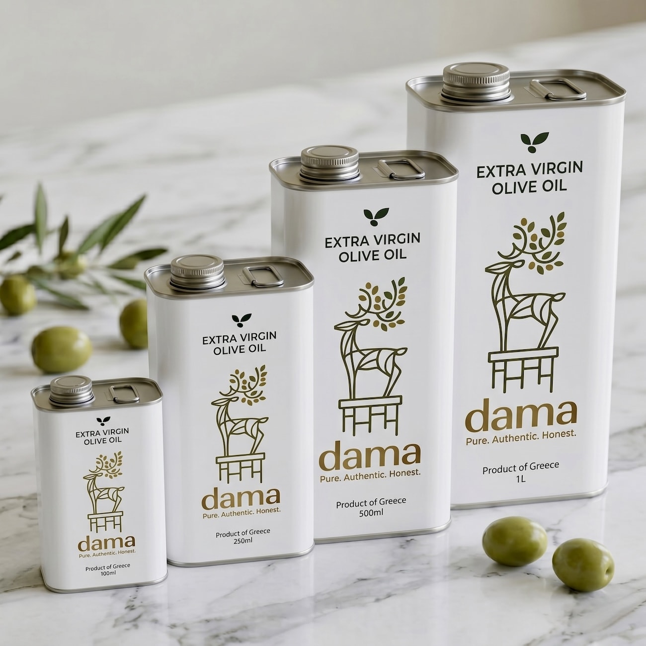 Premium Greek Koroneiki extra virgin olive oil Dama EVOO Tin 250ml